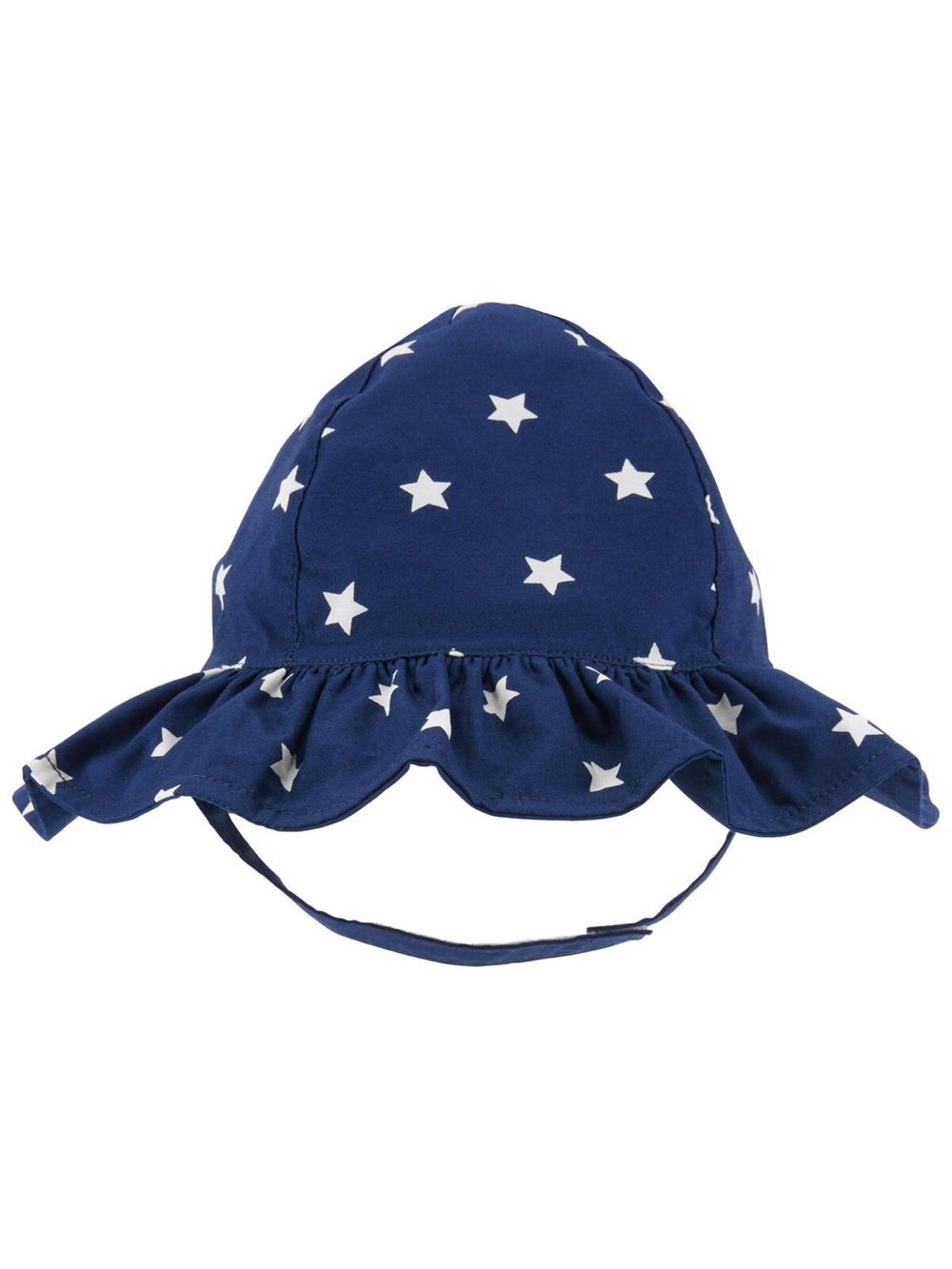 Carter's Navy and White Star Ruffle Sun Hat Baby beach hat Size 12-24 months